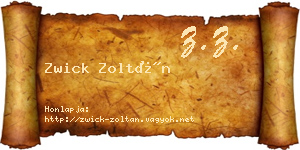 Zwick Zoltán névjegykártya